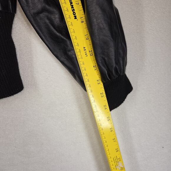 Vintage Moto Jacket Paris Blues Black 2XL 90s Vegan Leather Y2k Goth Biker Bike - Picture 5 of 14